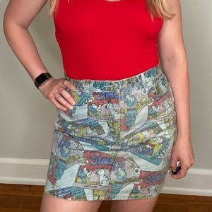 Jordache vintage comic strip jean skirt size 8